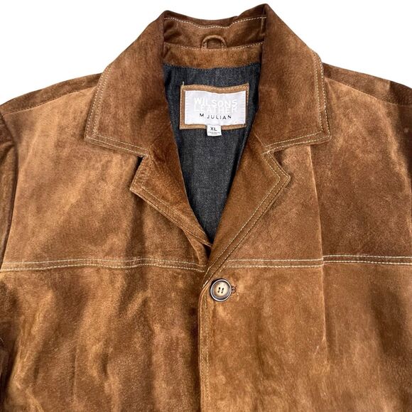 Vintage Wilsons Leather M. Julian Leather Jacket Size XL Brown Roughout Long - Picture 4 of 14